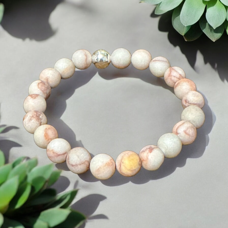 8mm Matte Red Vein Jasper Bracelet