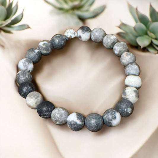 8mm Matte Zebra Jasper Bracelet