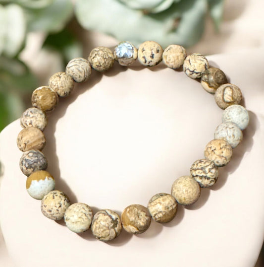 8mm Matte Picture Jasper Bracelet