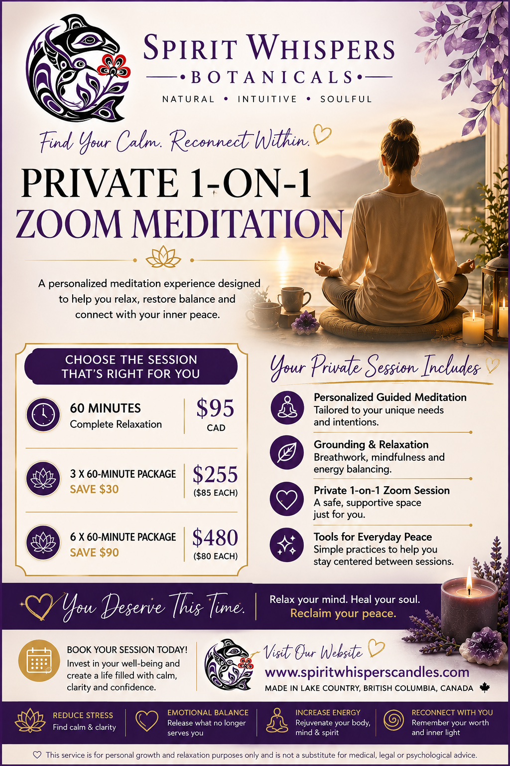 Private 1-on-1 Zoom Meditation — 60 Minutes