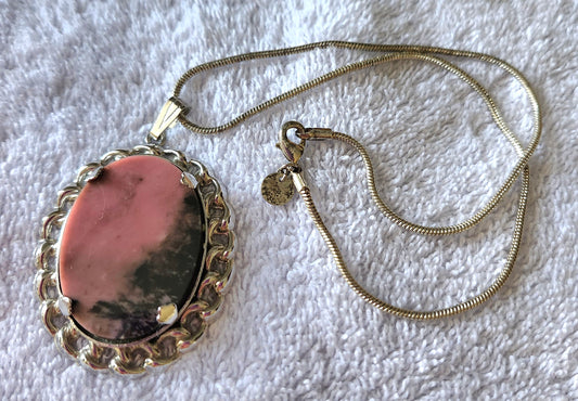 Rhodonite Sterling Silver Pendant & Chain
