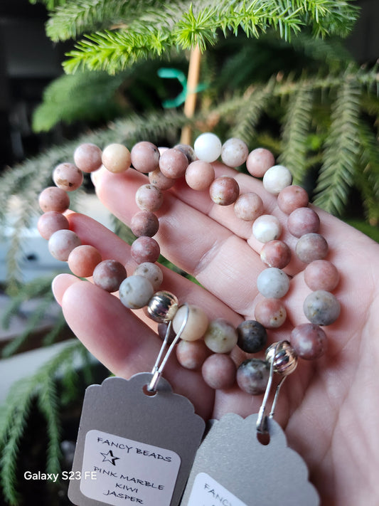 Pink Marble Kiwi Jasper Bracelet