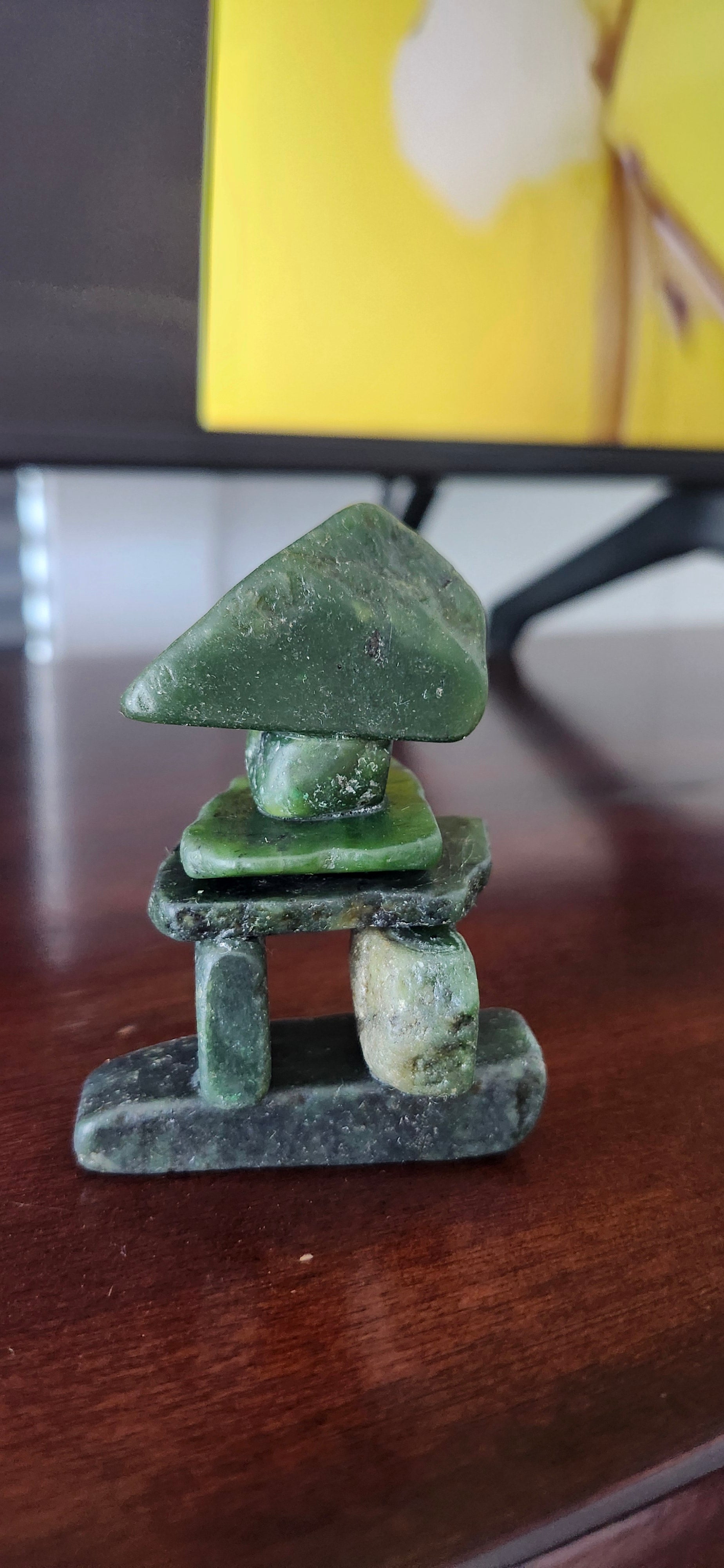 B.C. Nephrite Jade Inukshuk Art Piece