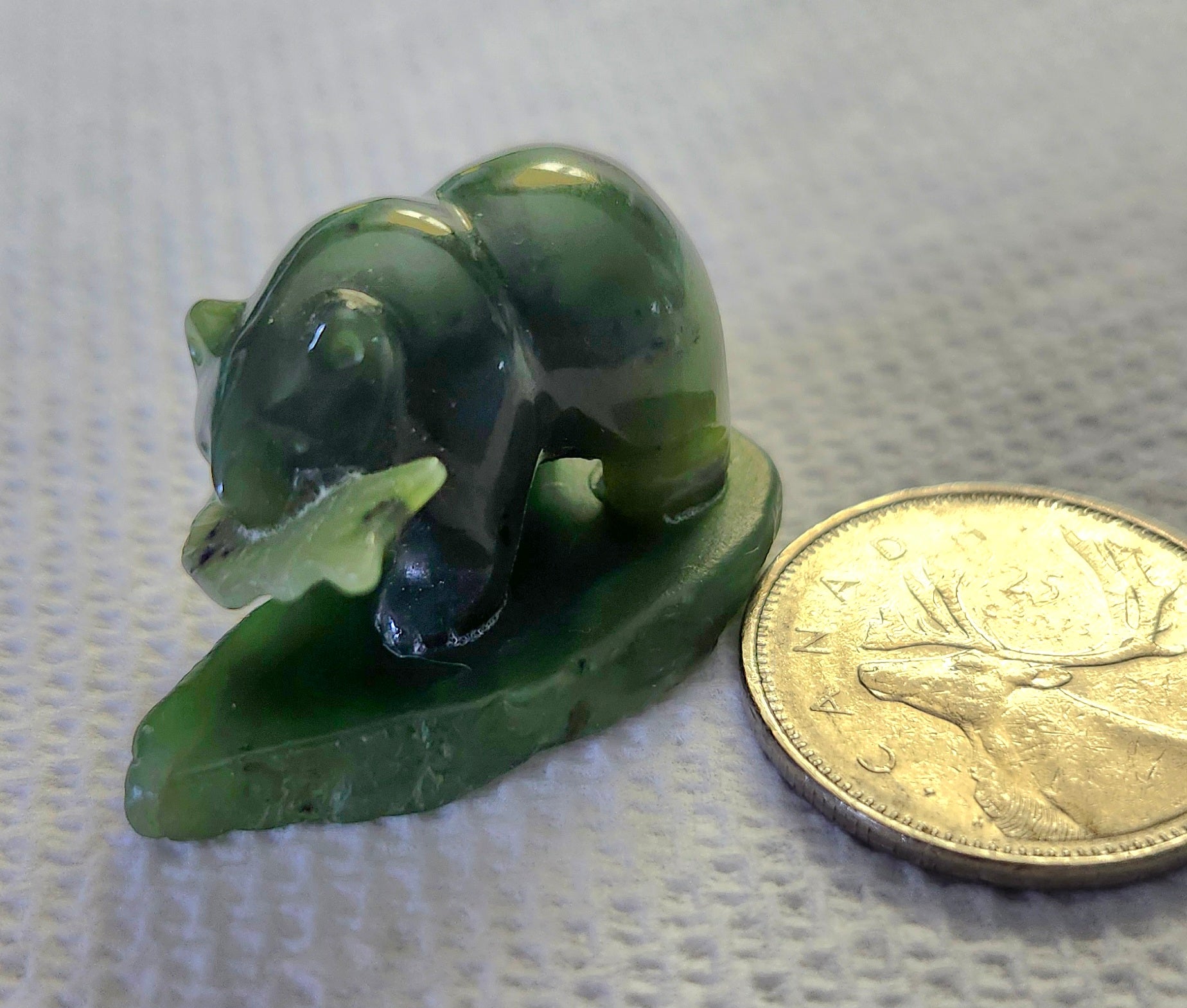 Nephrite Jade Bears with Salmon